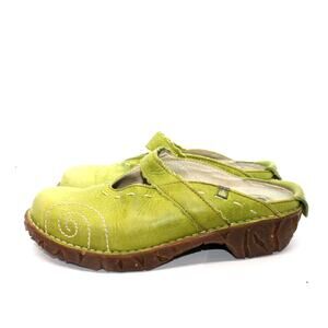El Naturalista Pistachio Green Leather Yggdrasil Mary Jane Clogs sz 40 EU 9 US